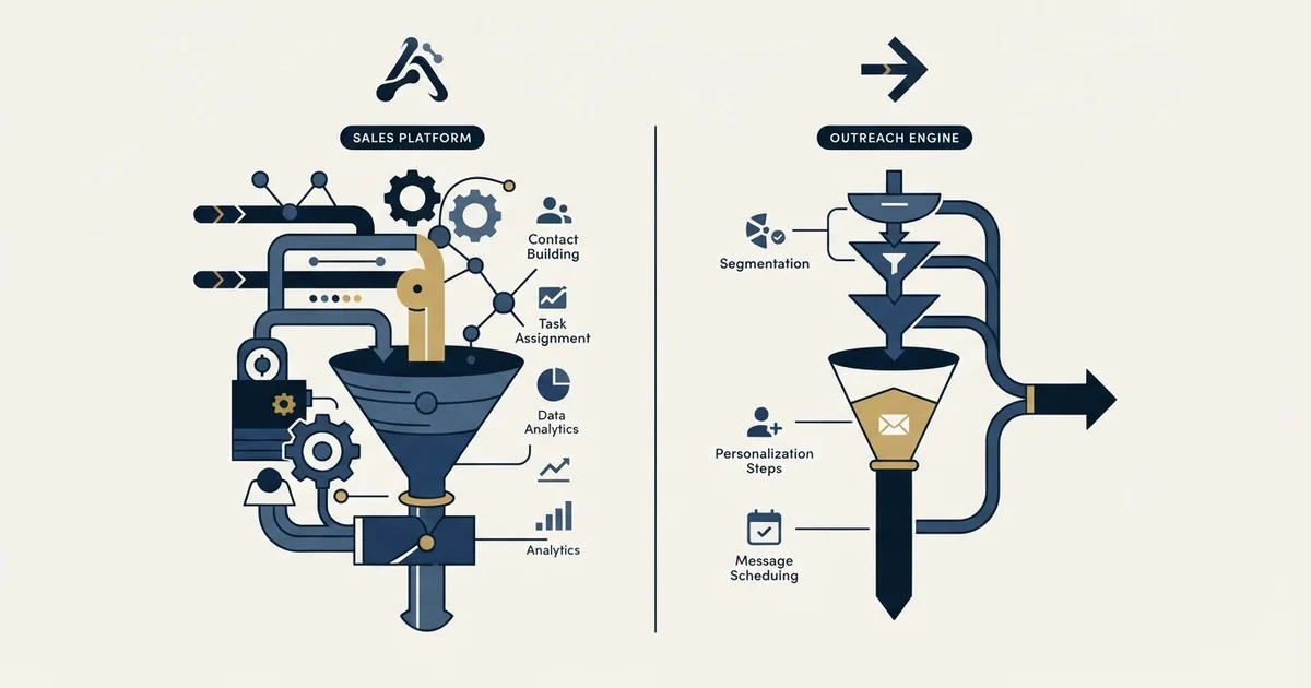 Editorial illustration for Apollo.io vs Manyreach