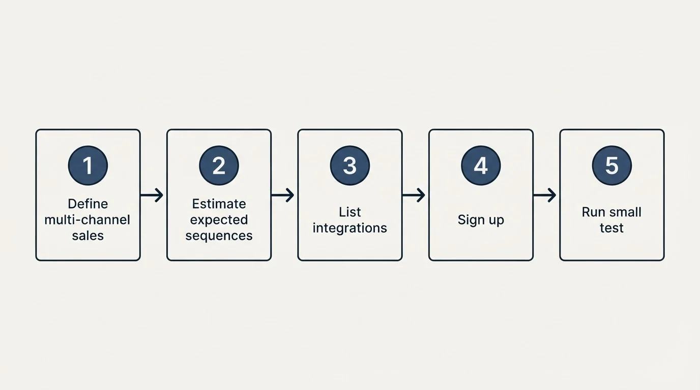 Step sequence: Getting Started Checklist (Define multi-channel sales, Estimate expected sequences, List integrations, Sign up)