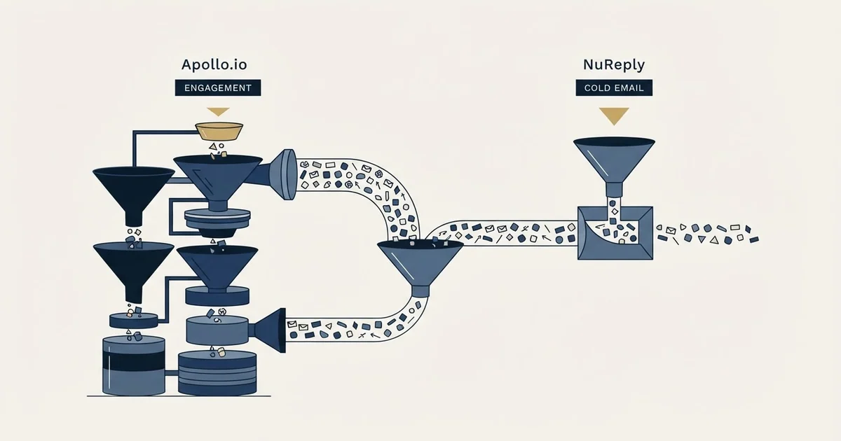 Editorial illustration for Apollo.io vs NuReply