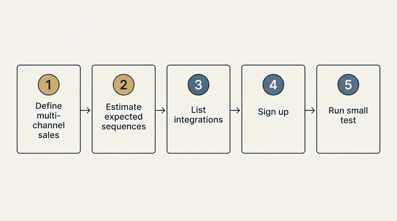 Step sequence: Getting Started Checklist (Define multi-channel sales, Estimate expected sequences, List integrations, Sign up)