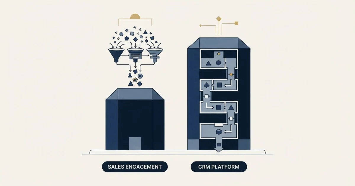 Editorial illustration for Apollo.io vs Pipeline CRM