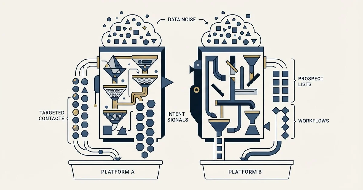 Editorial illustration for Apollo.io vs Salesgear
