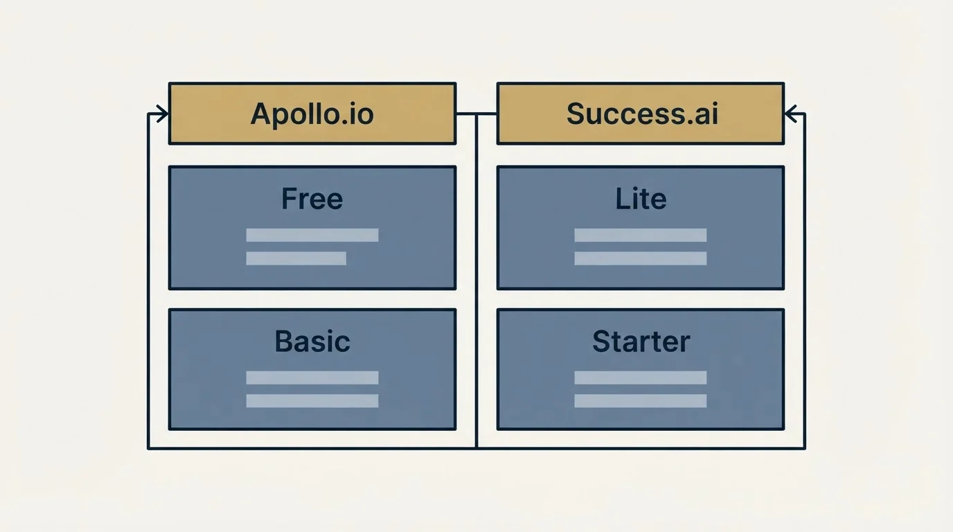 Pricing table: Pricing Comparison (Apollo.io, Success.ai, Free, Lite)