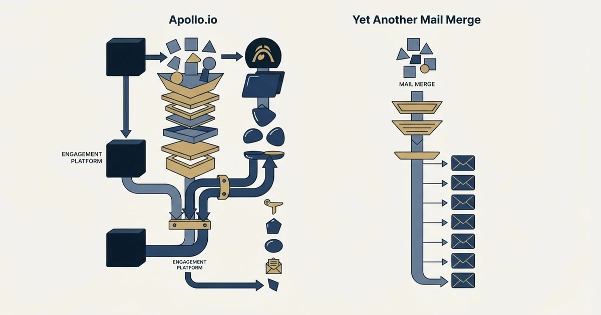 Editorial illustration for Apollo.io vs Yet Another Mail Merge