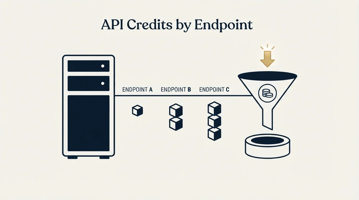 Section illustration: Credits, by endpoint