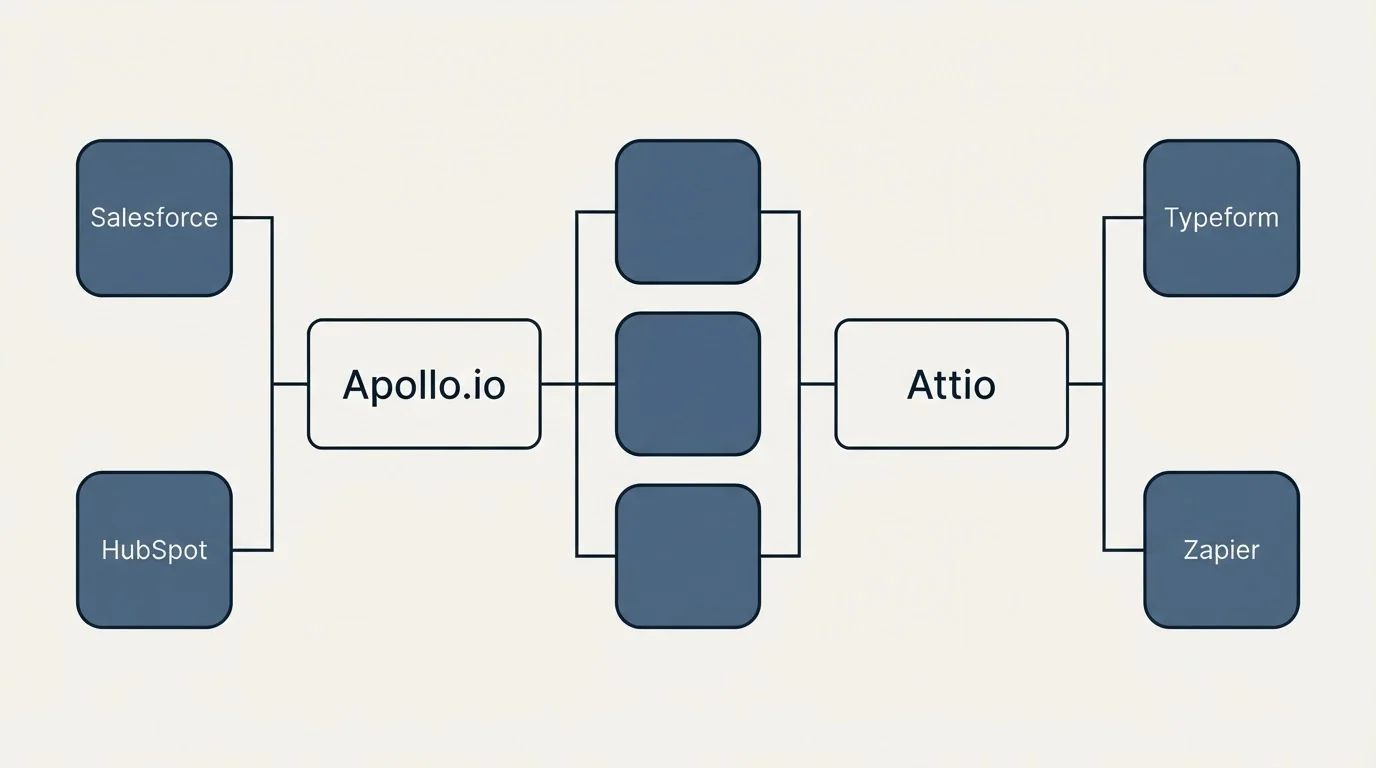 Integration flow: Integration Ecosystem (Apollo.io, Attio, Salesforce, Typeform)