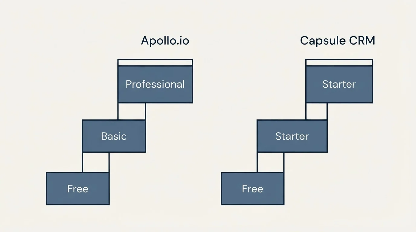 Pricing ladder: Pricing Comparison (Apollo.io, Capsule CRM, Free, Basic)
