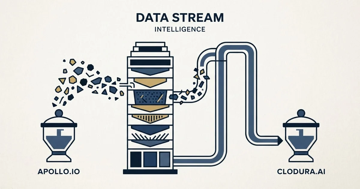 Editorial illustration for Apollo.io vs Clodura.AI
