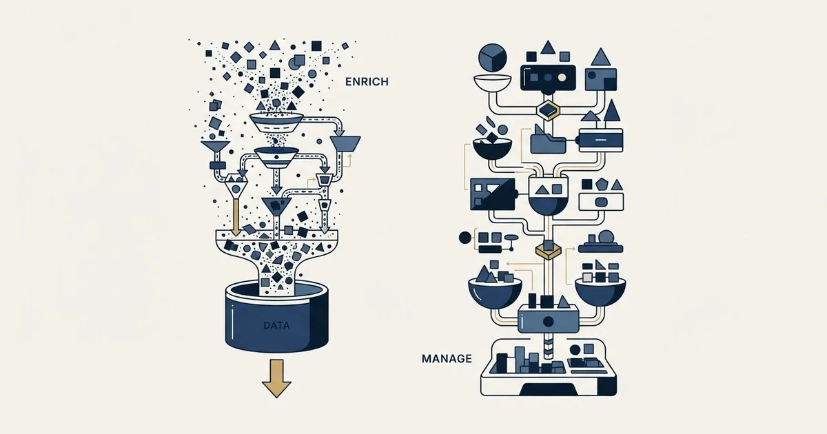 Editorial illustration for Apollo.io vs Insightly