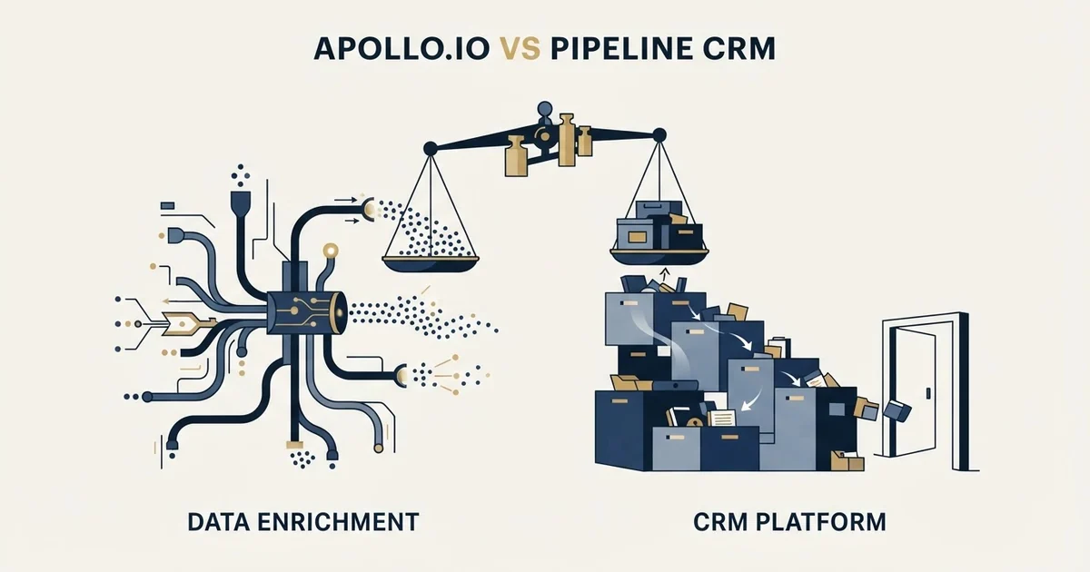 Editorial illustration for Apollo.io vs Pipeline CRM