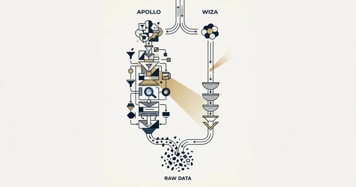 Editorial illustration for Apollo.io vs Wiza