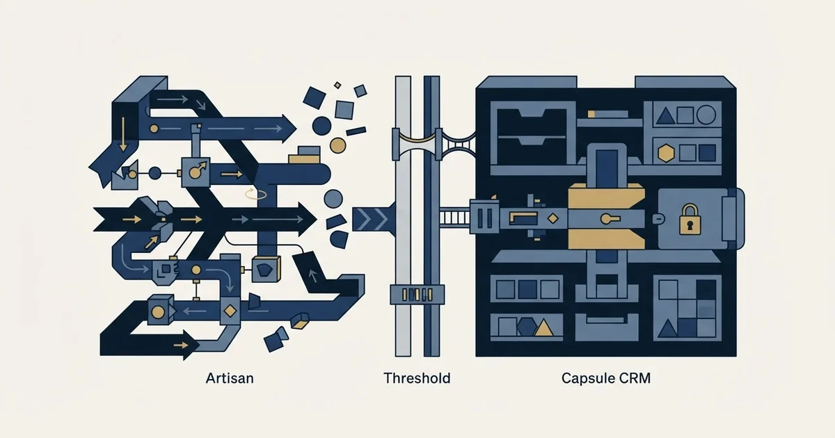 Editorial illustration for Artisan vs Capsule CRM