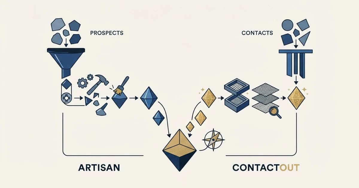 Editorial illustration for Artisan vs ContactOut