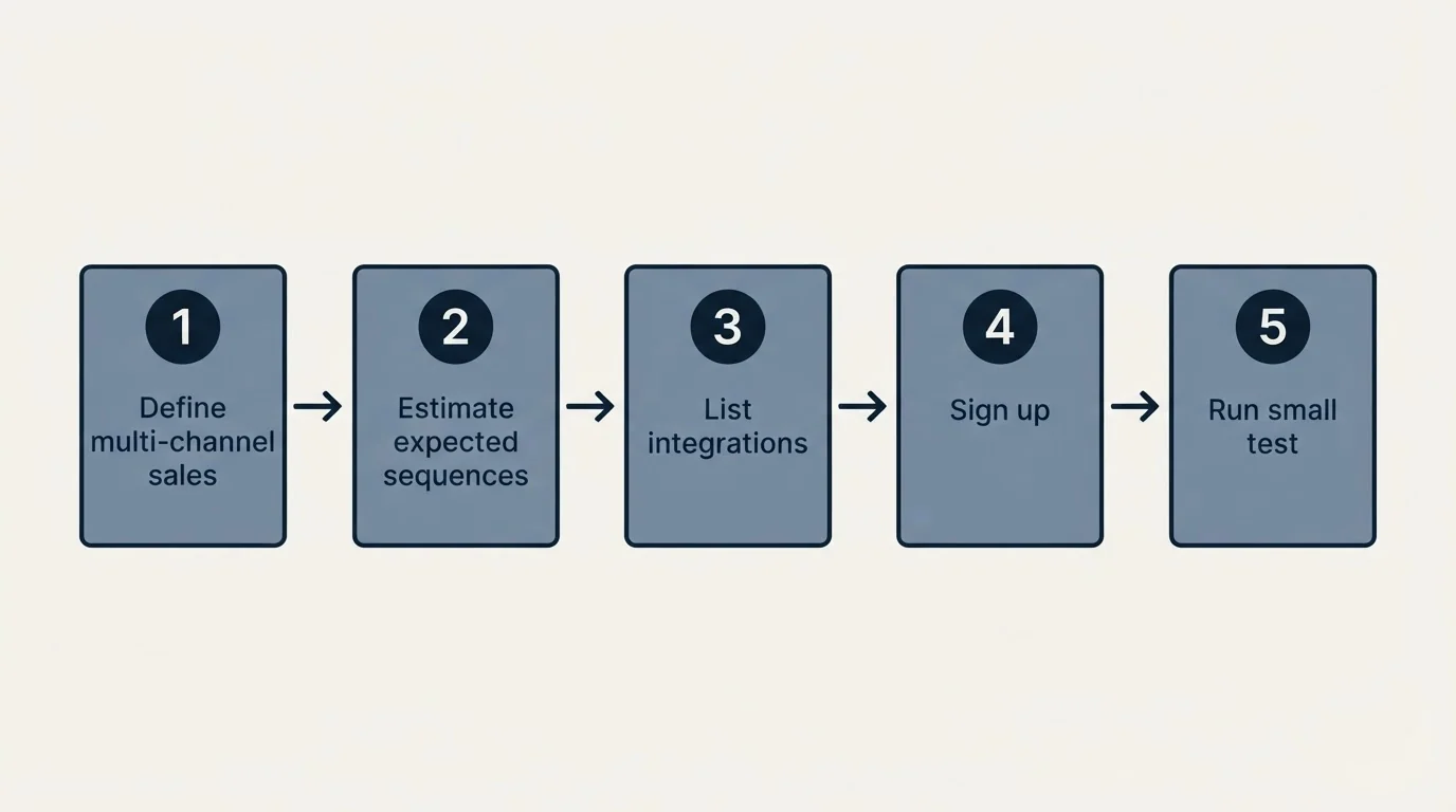 Step sequence: Getting Started Checklist (Define multi-channel sales, Estimate expected sequences, List integrations, Sign up)