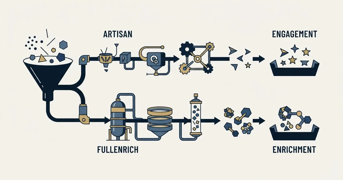 Editorial illustration for Artisan vs FullEnrich