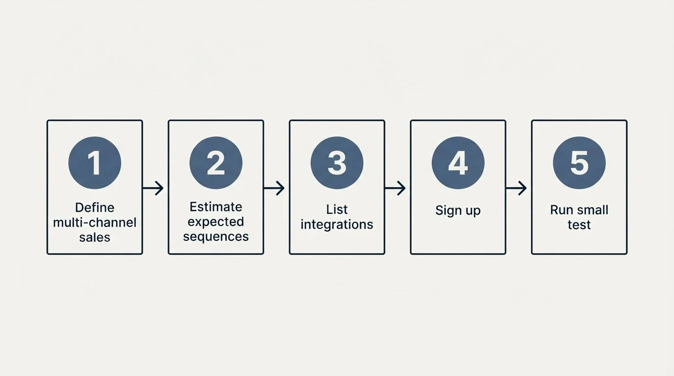 Step sequence: Getting Started Checklist (Define multi-channel sales, Estimate expected sequences, List integrations, Sign up)