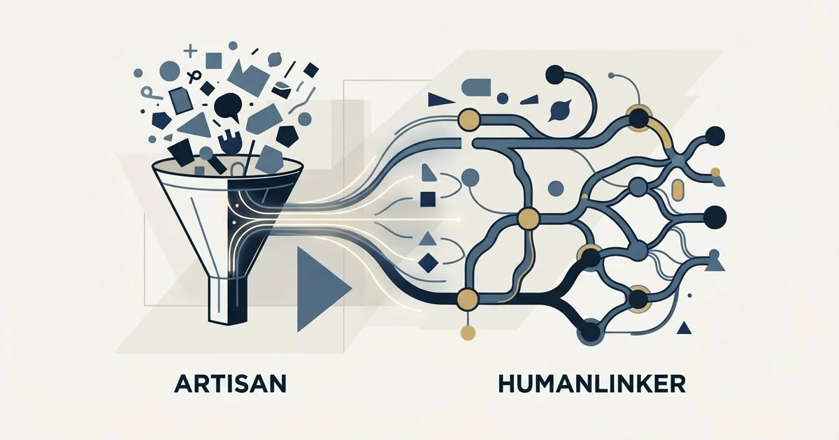 Editorial illustration for Artisan vs Humanlinker