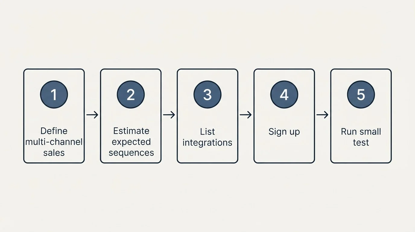 Step sequence: Getting Started Checklist (Define multi-channel sales, Estimate expected sequences, List integrations, Sign up)
