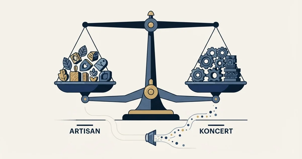 Editorial illustration for Artisan vs Koncert