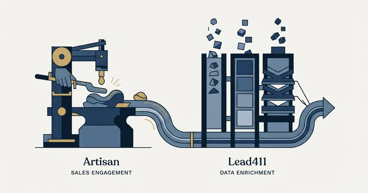 Editorial illustration for Artisan vs Lead411