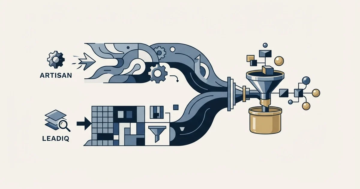 Editorial illustration for Artisan vs LeadIQ