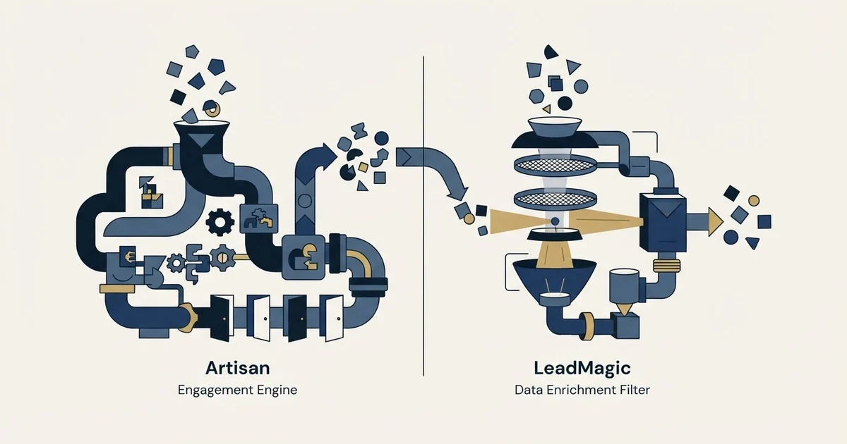 Editorial illustration for Artisan vs LeadMagic