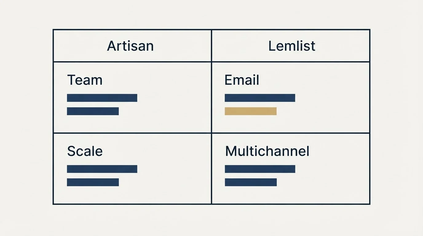 Pricing table: Pricing Comparison (Artisan, Lemlist, Team, Email)
