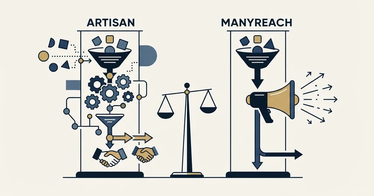 Editorial illustration for Artisan vs Manyreach