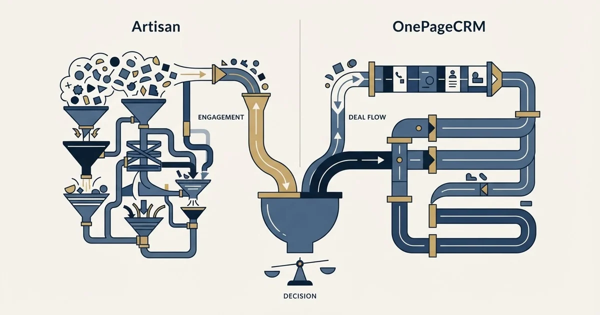 Editorial illustration for Artisan vs OnePageCRM