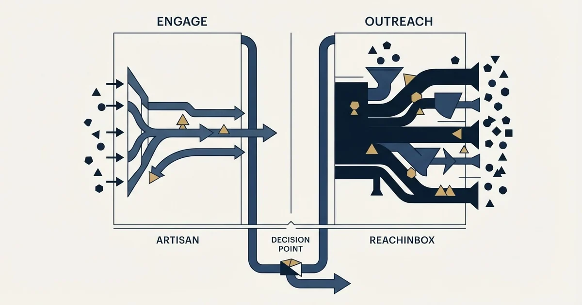 Editorial illustration for Artisan vs ReachInbox