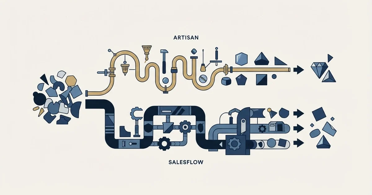 Editorial illustration for Artisan vs Salesflow