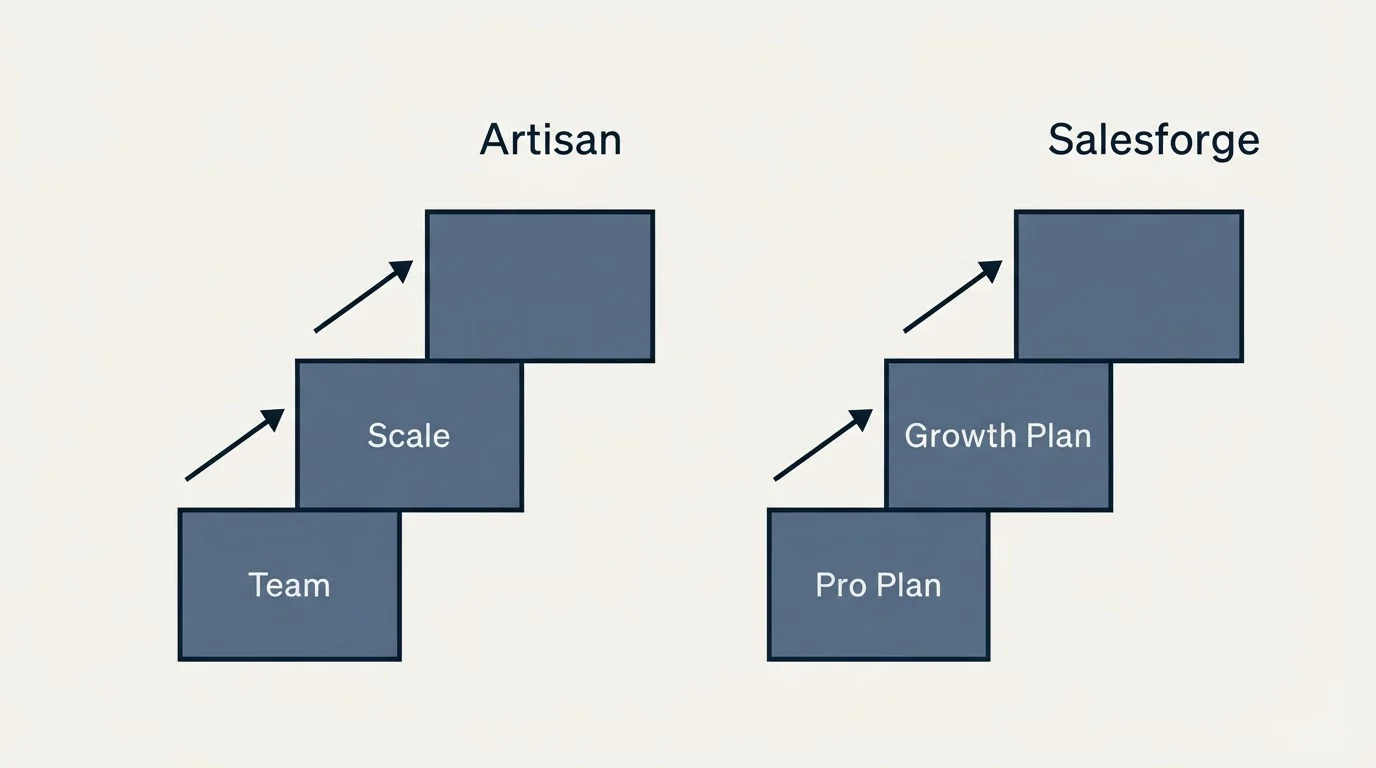 Pricing ladder: Pricing Comparison (Artisan, Salesforge, Team, Pro Plan)