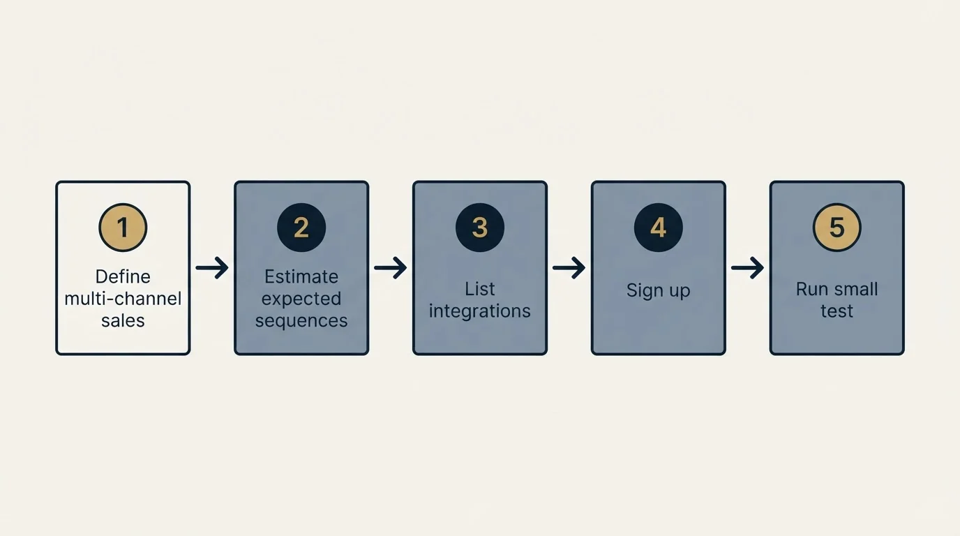 Step sequence: Getting Started Checklist (Define multi-channel sales, Estimate expected sequences, List integrations, Sign up)
