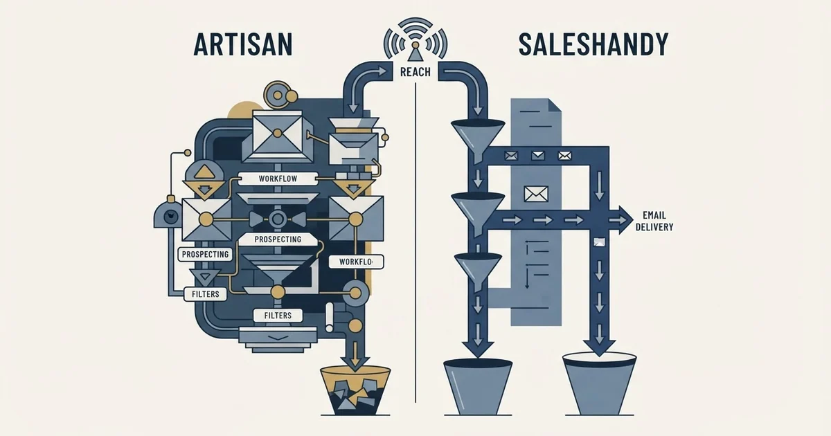Editorial illustration for Artisan vs Saleshandy