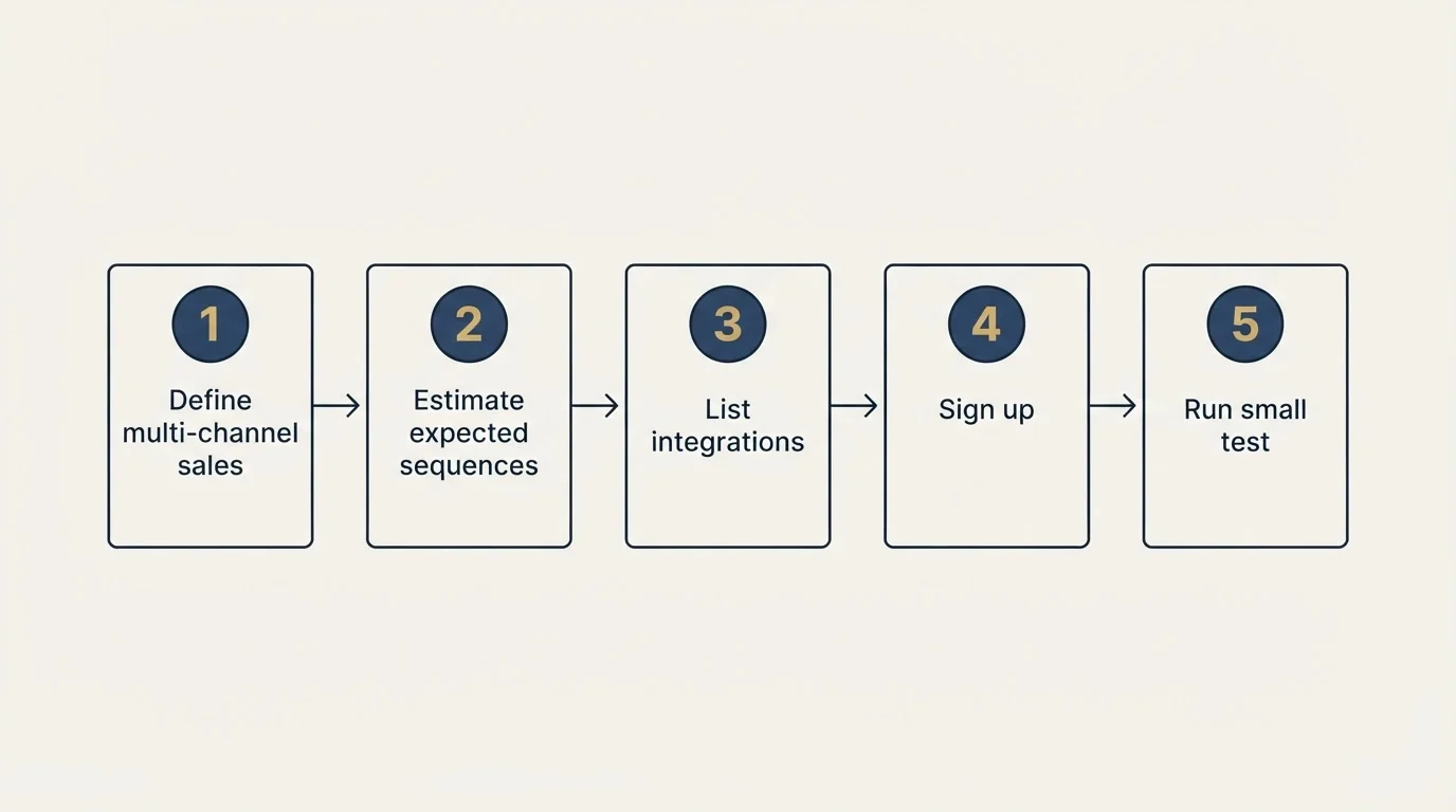 Step sequence: Getting Started Checklist (Define multi-channel sales, Estimate expected sequences, List integrations, Sign up)