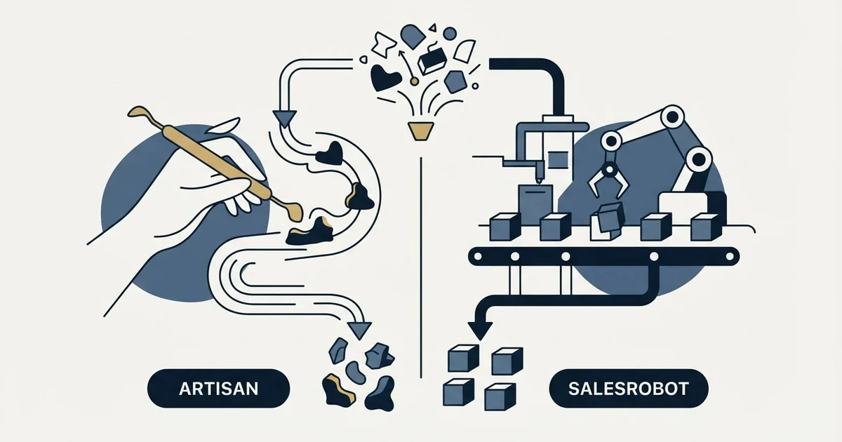 Editorial illustration for Artisan vs SalesRobot