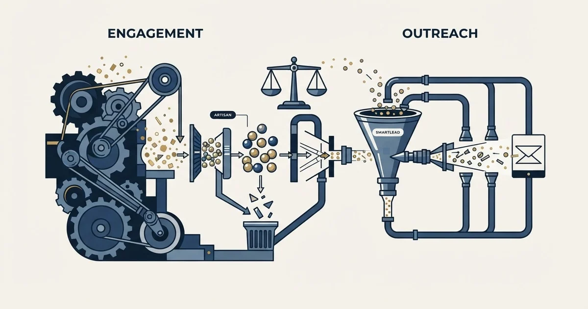 Editorial illustration for Artisan vs Smartlead