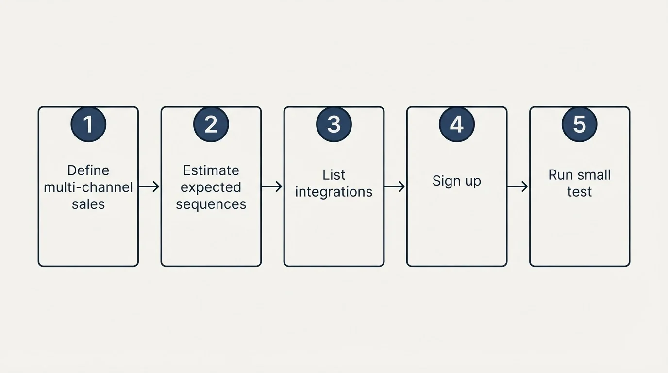 Step sequence: Getting Started Checklist (Define multi-channel sales, Estimate expected sequences, List integrations, Sign up)
