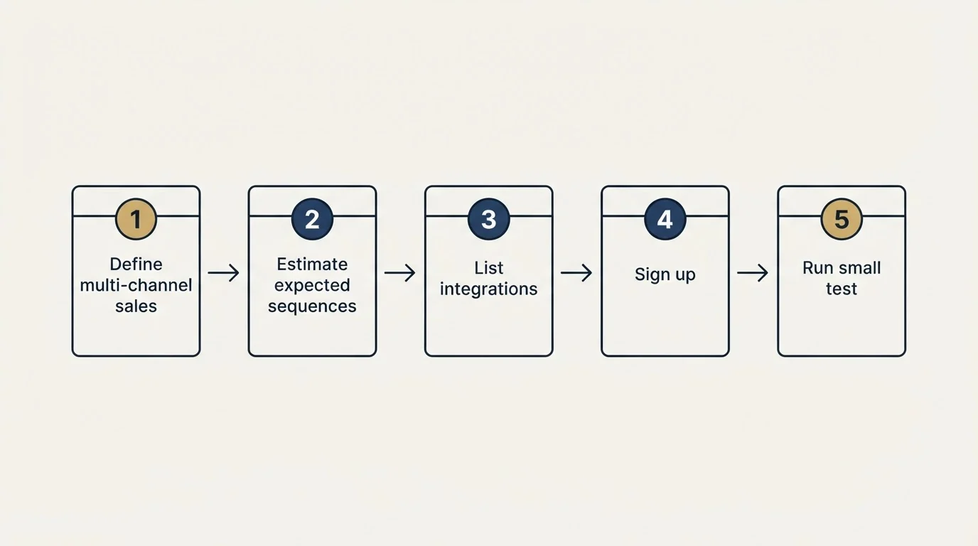 Step sequence: Getting Started Checklist (Define multi-channel sales, Estimate expected sequences, List integrations, Sign up)