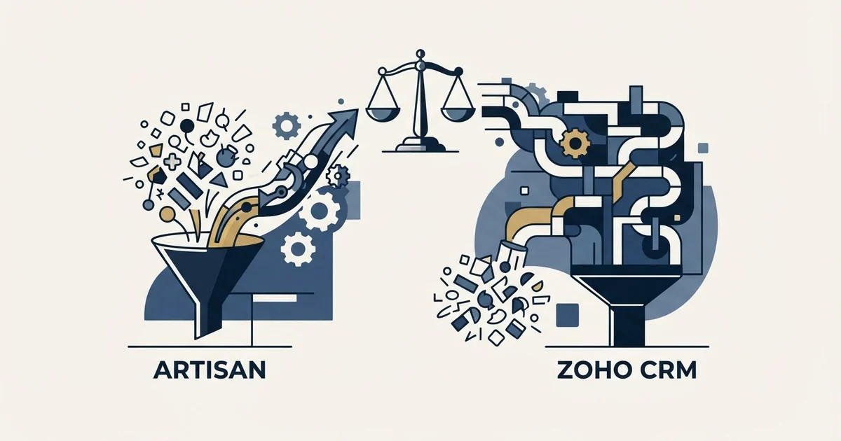 Editorial illustration for Artisan vs Zoho CRM