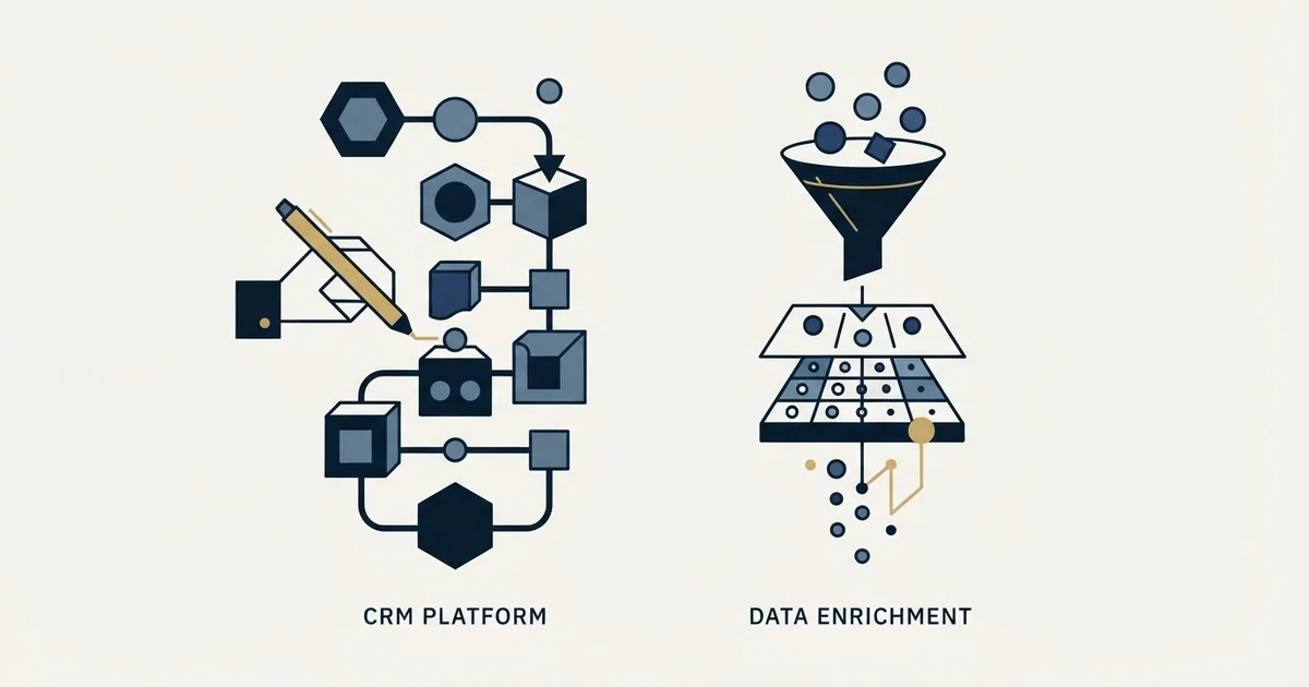 Editorial illustration for Attio vs ContactOut