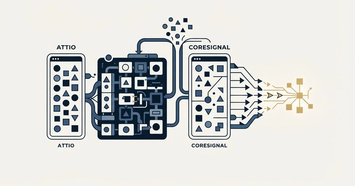 Editorial illustration for Attio vs Coresignal