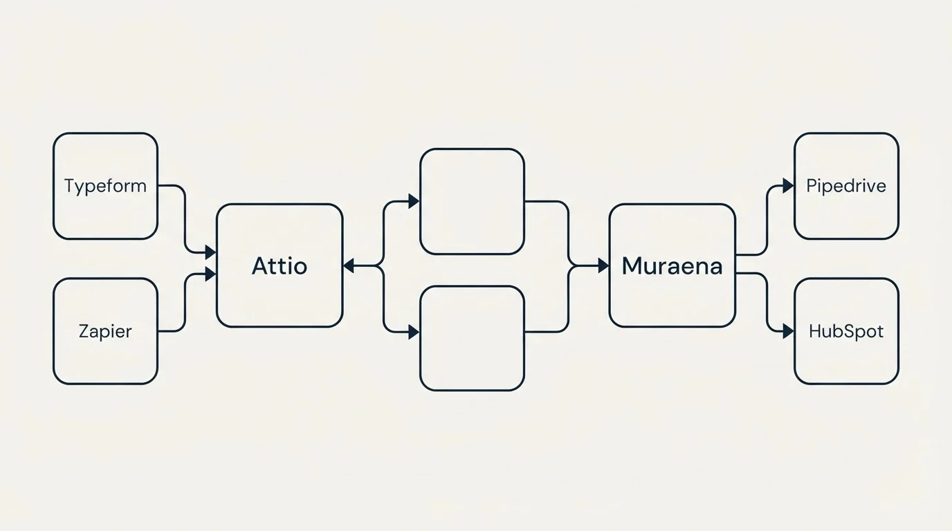 Integration schematic: Integration Ecosystem (Attio, Muraena, Typeform, Pipedrive)