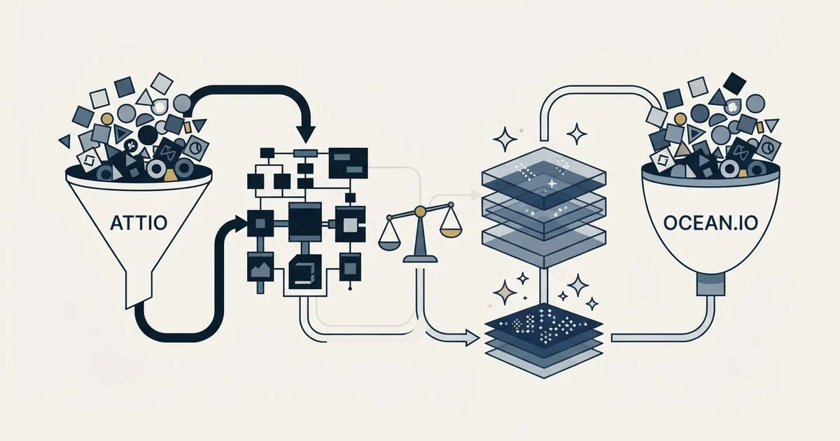 Editorial illustration for Attio vs Ocean.io