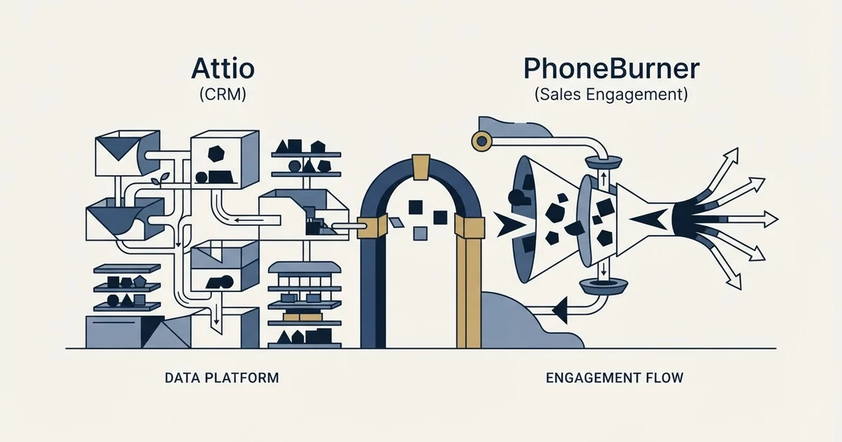 Editorial illustration for Attio vs PhoneBurner
