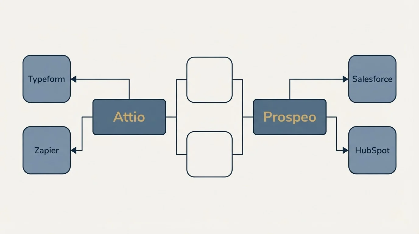 Integration flow: Integration Ecosystem (Attio, Prospeo, Typeform, Salesforce)