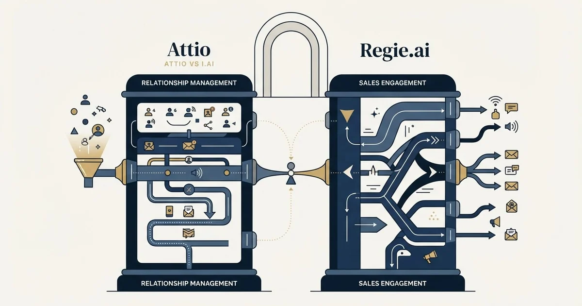 Editorial illustration for Attio vs Regie.ai