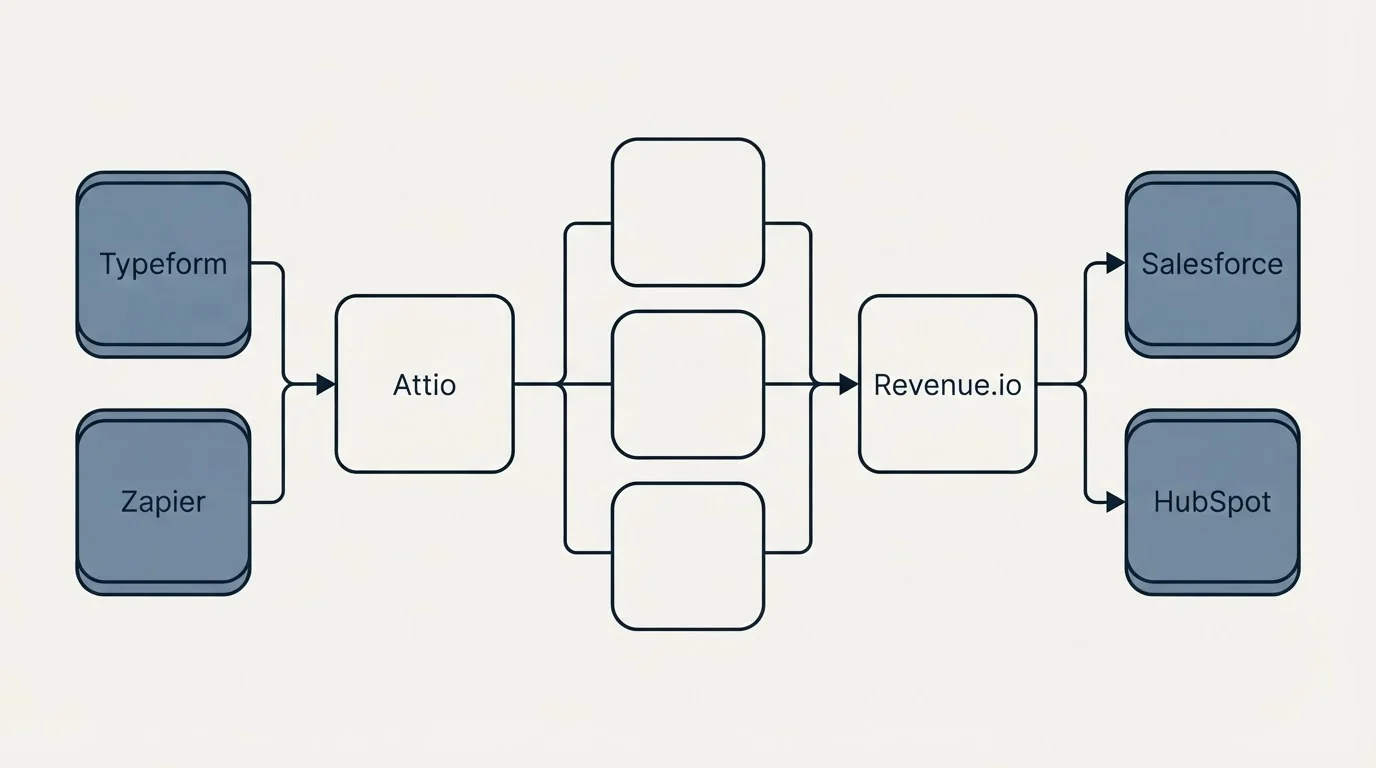 Integration flow: Integration Ecosystem (Attio, Revenue.io, Typeform, Salesforce)