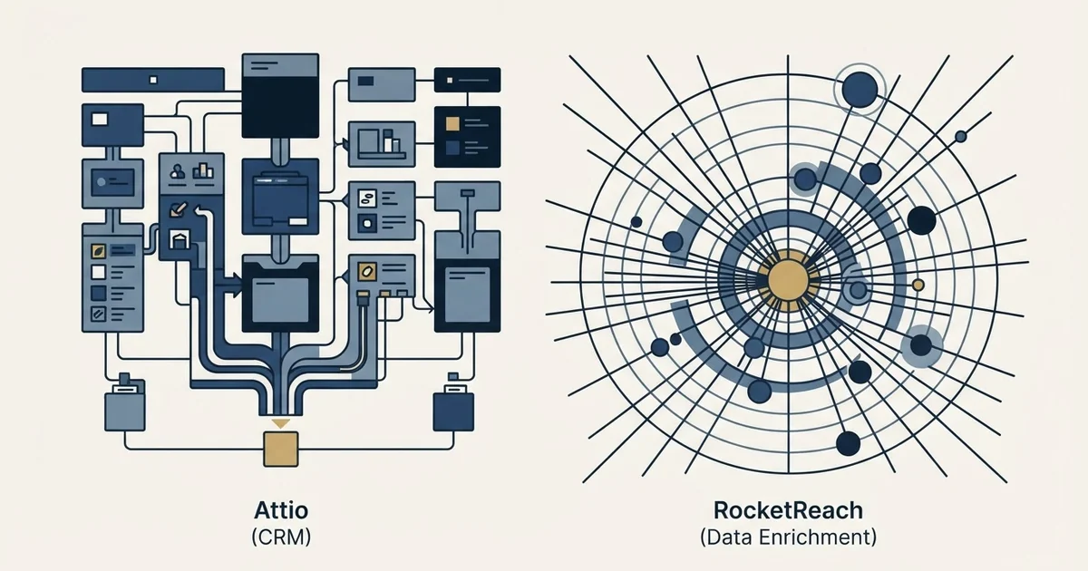Editorial illustration for Attio vs RocketReach