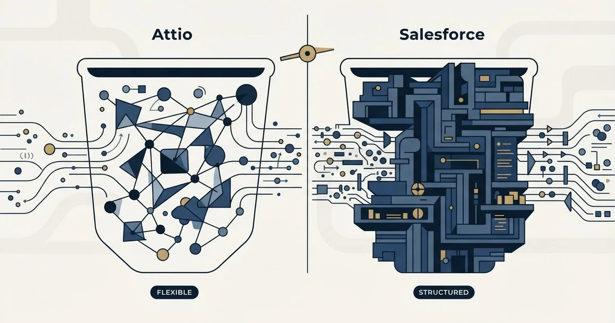 Editorial illustration for Attio vs Salesforce
